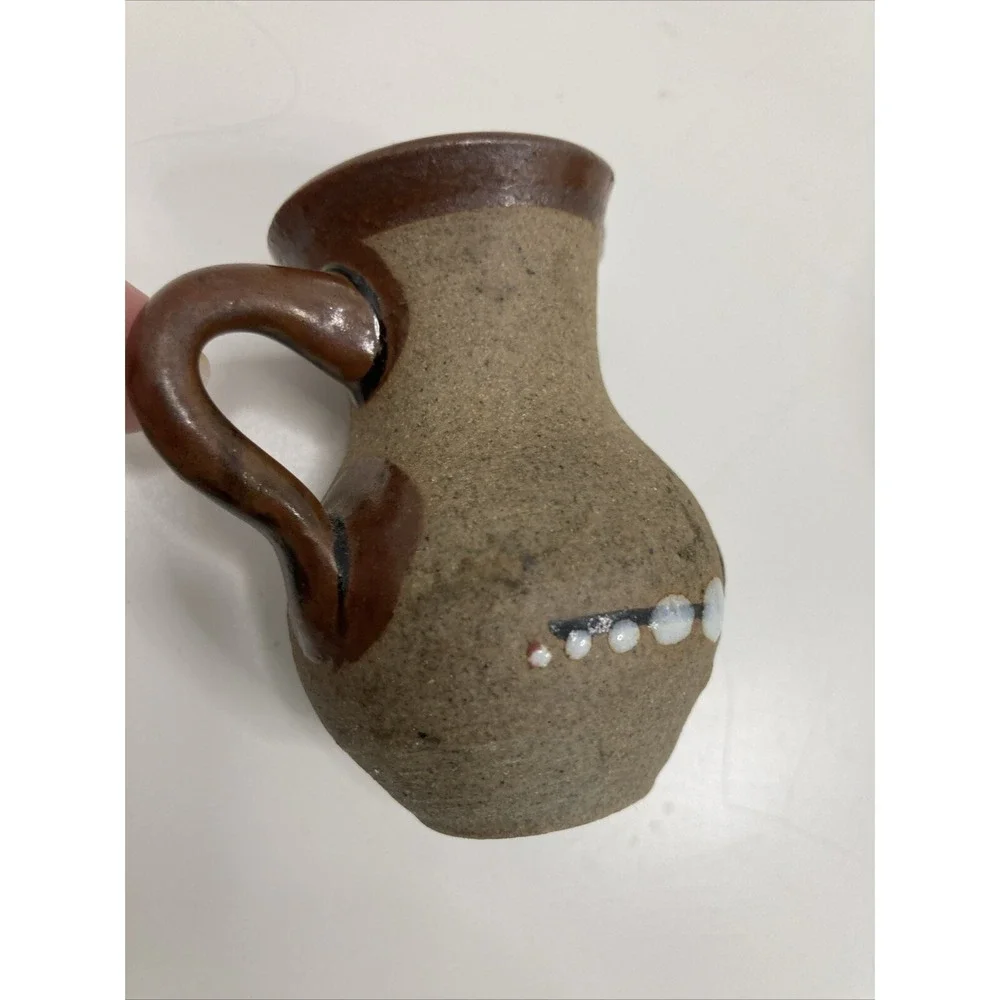 Vintage Mexico Tonala Hand Painted Floral Pottery Mini Bud Vase ‎ 2.75